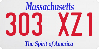 MA license plate 303XZ1