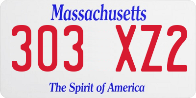 MA license plate 303XZ2