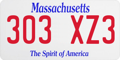 MA license plate 303XZ3