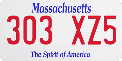 MA license plate 303XZ5