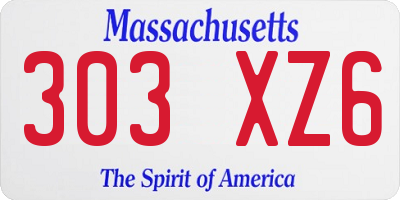 MA license plate 303XZ6