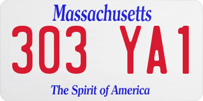 MA license plate 303YA1