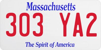 MA license plate 303YA2