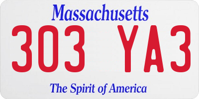 MA license plate 303YA3