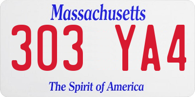 MA license plate 303YA4