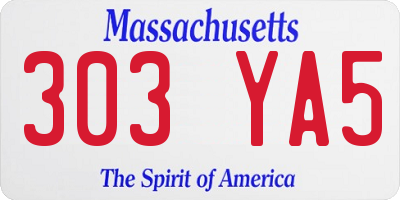 MA license plate 303YA5