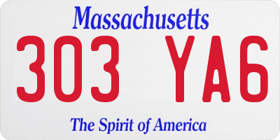 MA license plate 303YA6