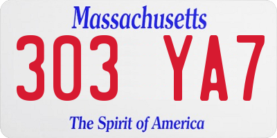 MA license plate 303YA7