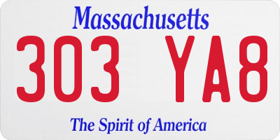 MA license plate 303YA8