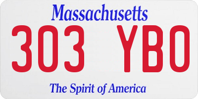 MA license plate 303YB0