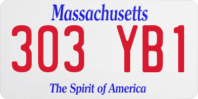 MA license plate 303YB1