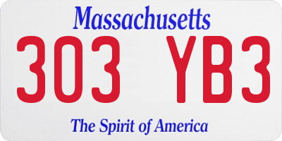 MA license plate 303YB3
