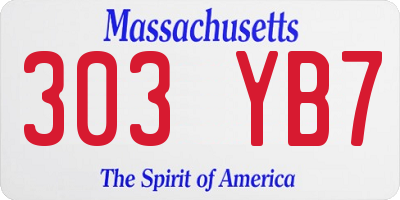 MA license plate 303YB7