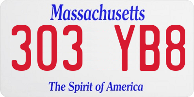 MA license plate 303YB8
