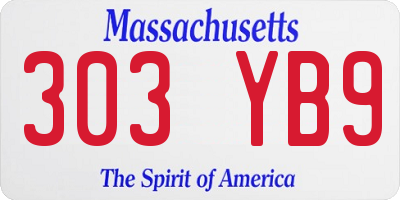 MA license plate 303YB9