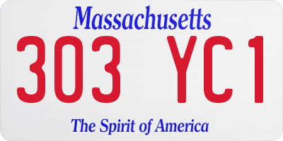 MA license plate 303YC1
