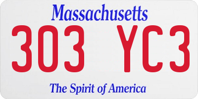 MA license plate 303YC3
