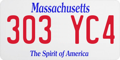MA license plate 303YC4