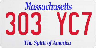 MA license plate 303YC7