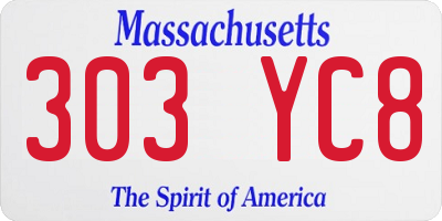MA license plate 303YC8