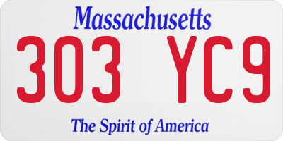 MA license plate 303YC9