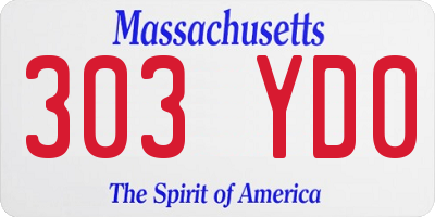 MA license plate 303YD0
