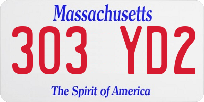 MA license plate 303YD2