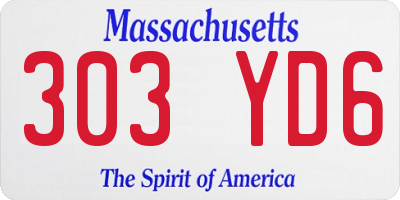 MA license plate 303YD6