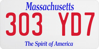 MA license plate 303YD7