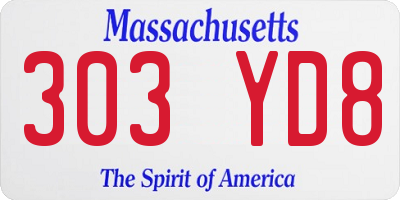 MA license plate 303YD8
