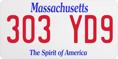 MA license plate 303YD9