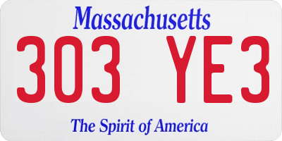 MA license plate 303YE3