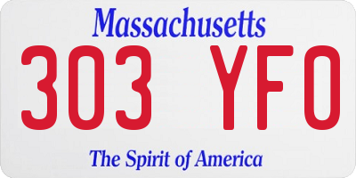 MA license plate 303YF0