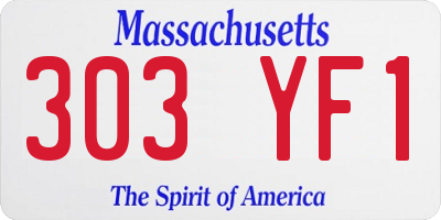 MA license plate 303YF1