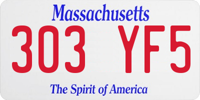 MA license plate 303YF5