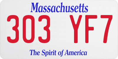 MA license plate 303YF7