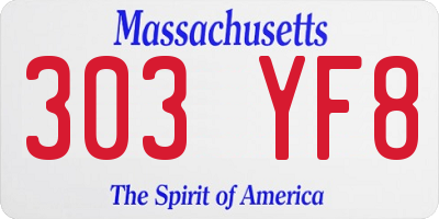 MA license plate 303YF8