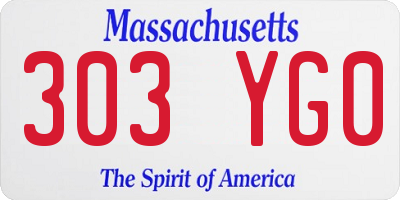 MA license plate 303YG0