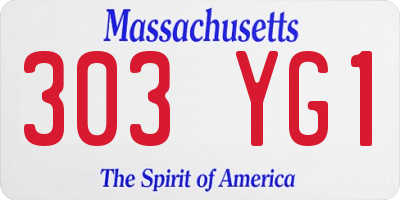 MA license plate 303YG1