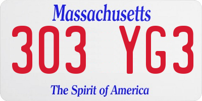 MA license plate 303YG3