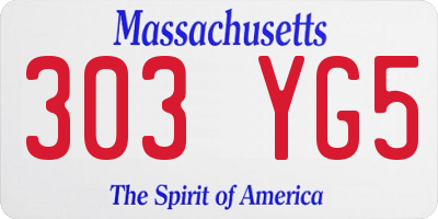 MA license plate 303YG5