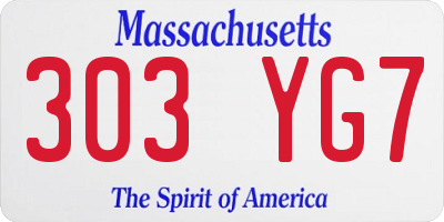 MA license plate 303YG7