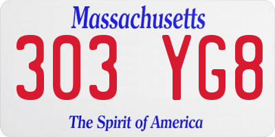 MA license plate 303YG8