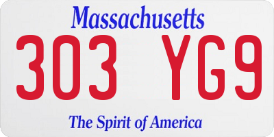 MA license plate 303YG9