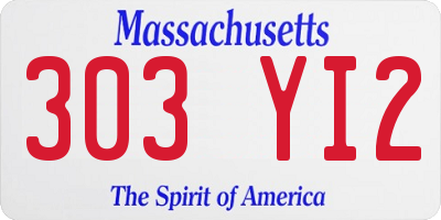 MA license plate 303YI2