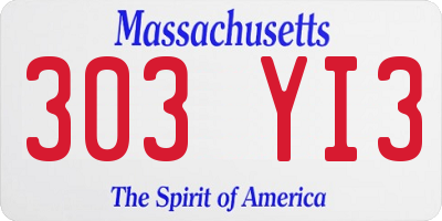 MA license plate 303YI3
