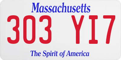 MA license plate 303YI7