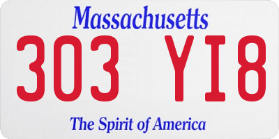 MA license plate 303YI8