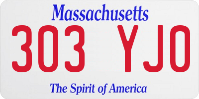 MA license plate 303YJ0