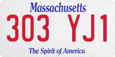 MA license plate 303YJ1